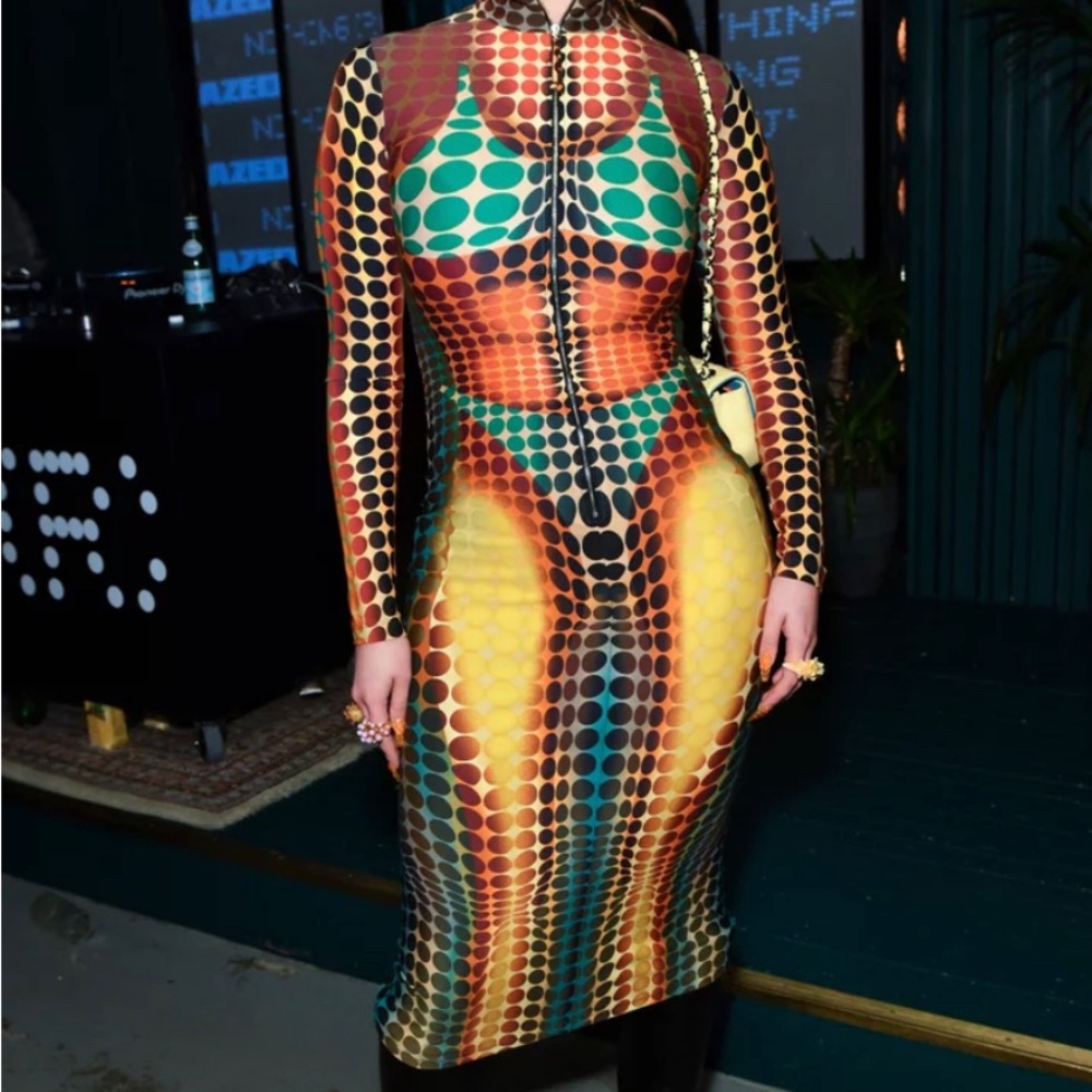 Jean Paul Gaultier Multicolor Optical Illusion Dress